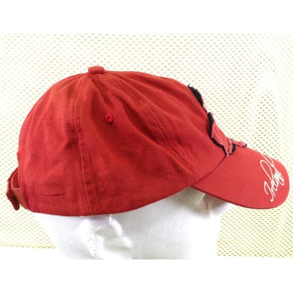 Distressed Red Ireland Baseball Cap With Embroidered Shamrock & Adjustable Strap - Picture 3 of 7